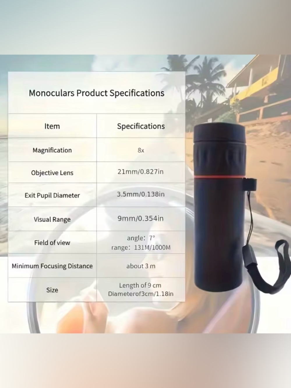 Compact Black Monocular with Red Accent - Picture 2 of 8